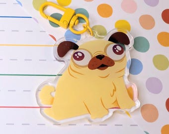 Derpy Pug 2.5 inch Acrylic Keychain