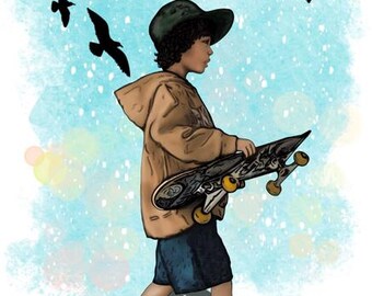 Skater Boy Wall Art Print: Teen Room Decor (Digital Download A4/30x40cm JPG & PDF)