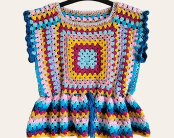 The Granny Peplum, Pdf File, crochet pattern, pdf pattern, Granny Square Top,