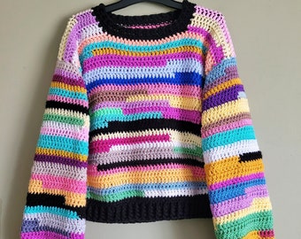 Odds and Ends Sweater Crochet Pattern, Pdf File, Crochet tutorial, Scrap Yarn Project,