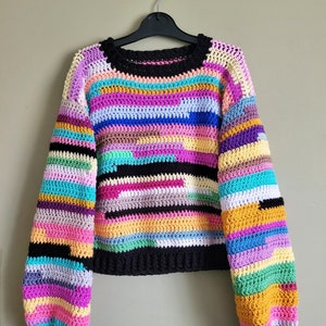 Odds and Ends Sweater Crochet Pattern, Pdf File, Crochet tutorial, Scrap Yarn Project,