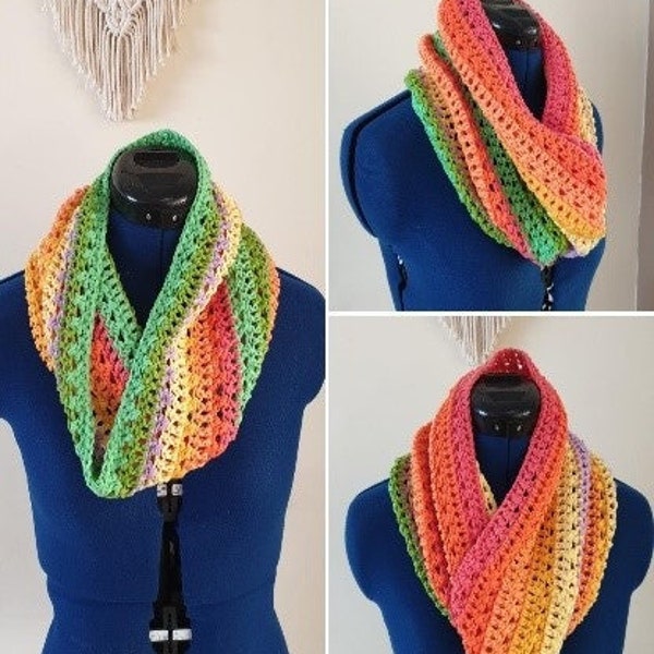 The Rainbow Autumn Cowl, pdf file, crochet pattern, crochet tutorial, crochet pdf, crochet cowl,