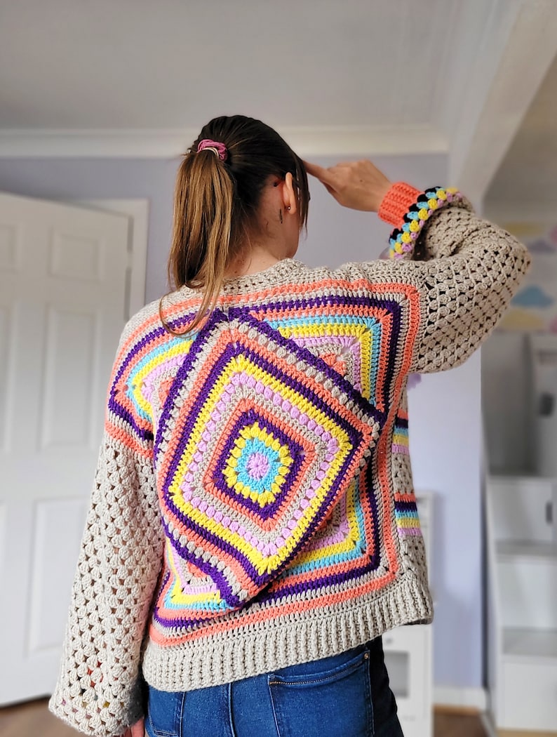 5 Pattern Bundle, Crochet Patterns, Crochet Bundle, Granny Square Sweater, Pattern PDF, Granny Square Pattern, Hexagon Cardigan, image 3