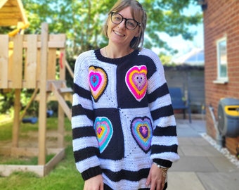 Groove is in the Heart Sweater, Crochet Pattern, Pdf Tutorial, Pdf Pattern, Crochet Sweater Pattern, Granny Square Sweater,