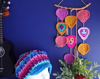 The Boho Sweetheart Wall Hanging, Crochet Pattern, Pdf File, Crochet Wall Hanging, Crochet Home Decor,