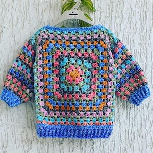 Crochet Pattern, PDF File, Kids Scrapbusting Granny Square Jumper, Granny Square Pattern, Crochet Clothing Pattern, Granny Square Sweater image 8