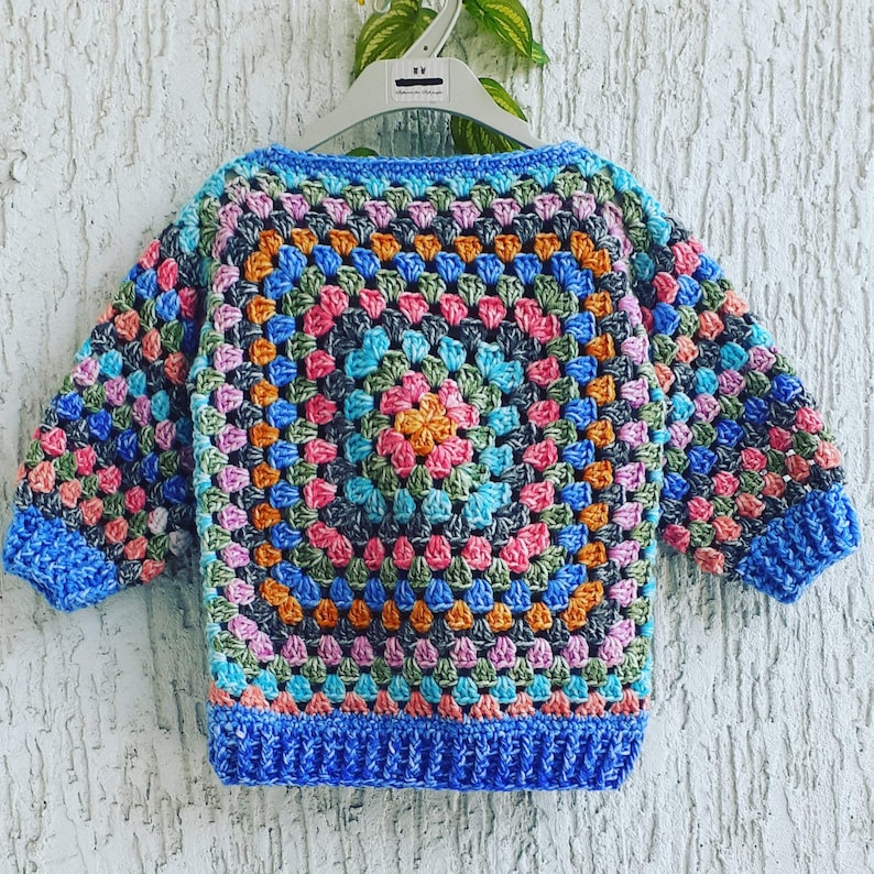 Crochet Pattern, PDF File, Kids Scrapbusting Granny Square Jumper, Granny Square Pattern, Crochet Clothing Pattern, Granny Square Sweater image 8