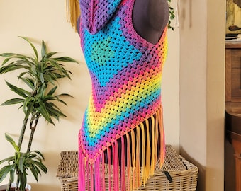 Boho Crochet Vest, Hippy vest, Festival clothes, Crochet garment,