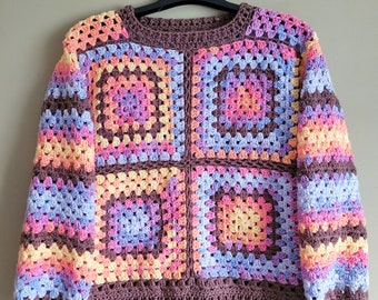 CROCHET PATTERN PDF, Take Square Sweater, Crochet Pattern, Pdf file, Crochet tutorial, Granny Square Sweater, Made to Measure,