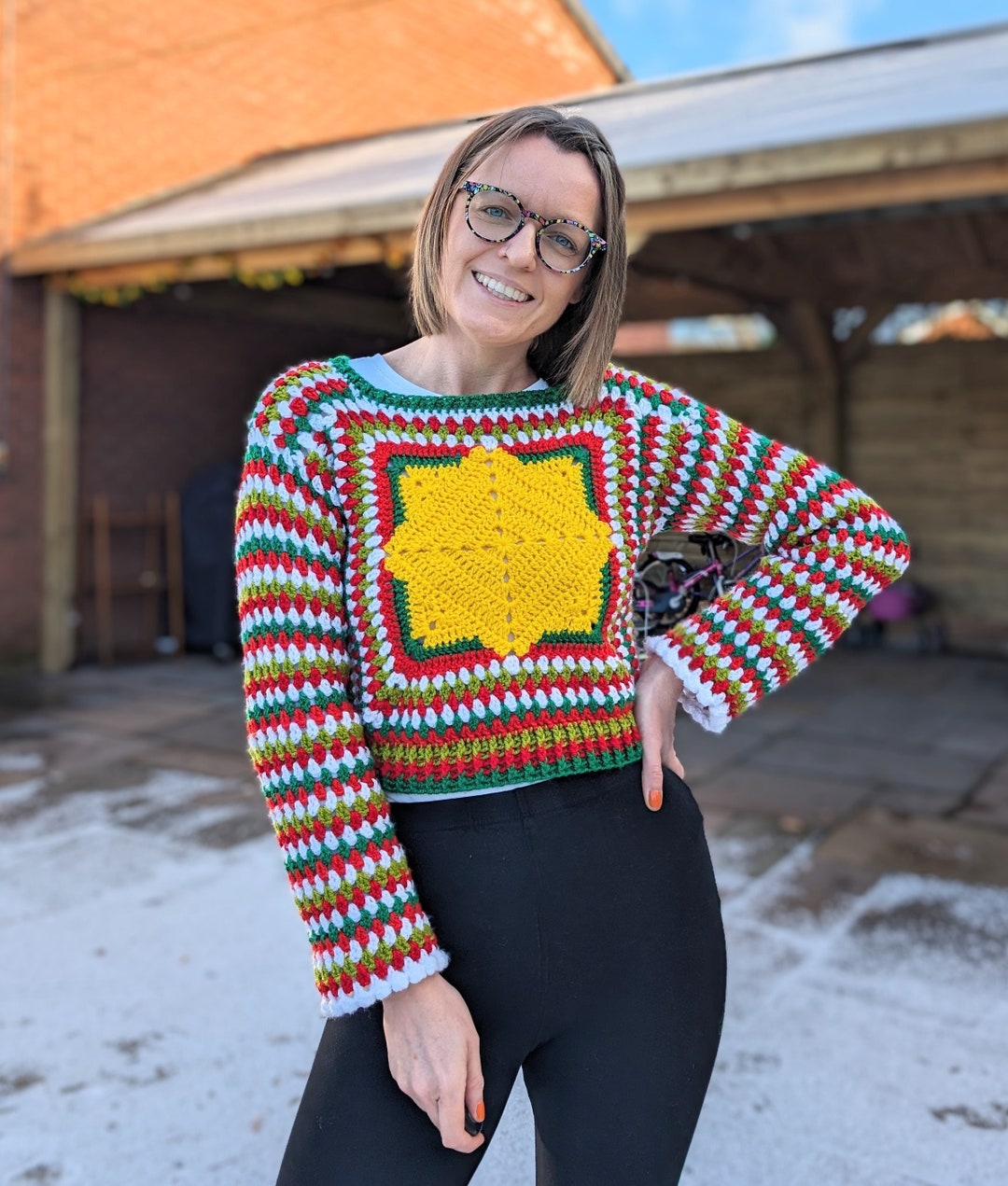 Crochet Sweater with Gold Star