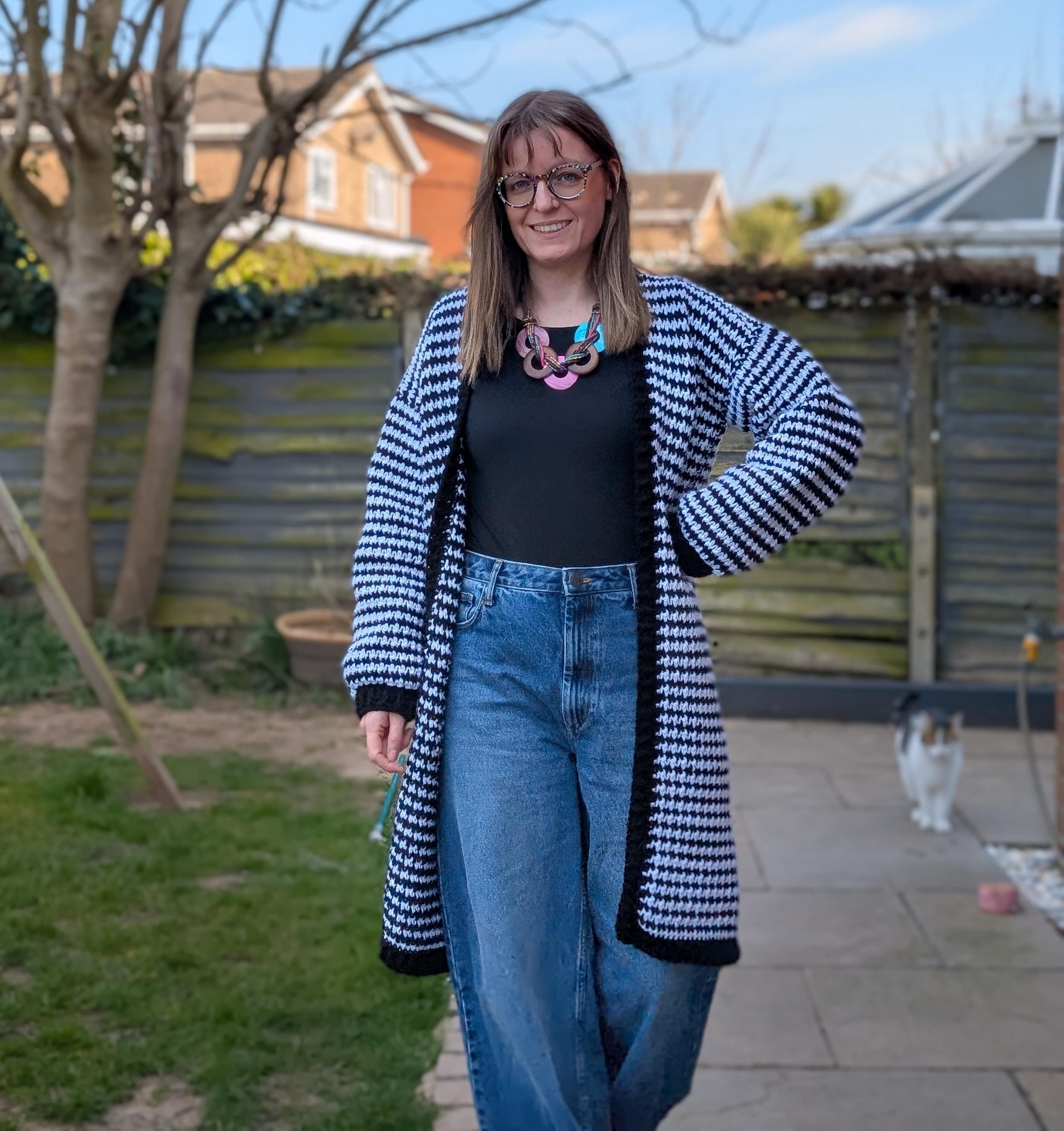 CROCHET PATTERN PDF, the Houndstooth Cardigan, Tutorial, Crochet
