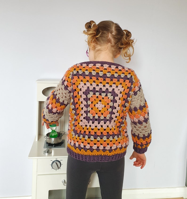 Crochet Pattern, PDF File, Kids Scrapbusting Granny Square Jumper, Granny Square Pattern, Crochet Clothing Pattern, Granny Square Sweater image 5