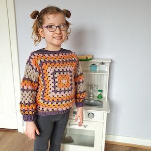 Crochet Pattern, PDF File, Kids Scrapbusting Granny Square Jumper, Granny Square Pattern, Crochet Clothing Pattern, Granny Square Sweater image 2