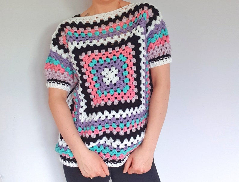 Crochet Pattern Scrap Project Scrapbusting Granny Square Jumper Granny