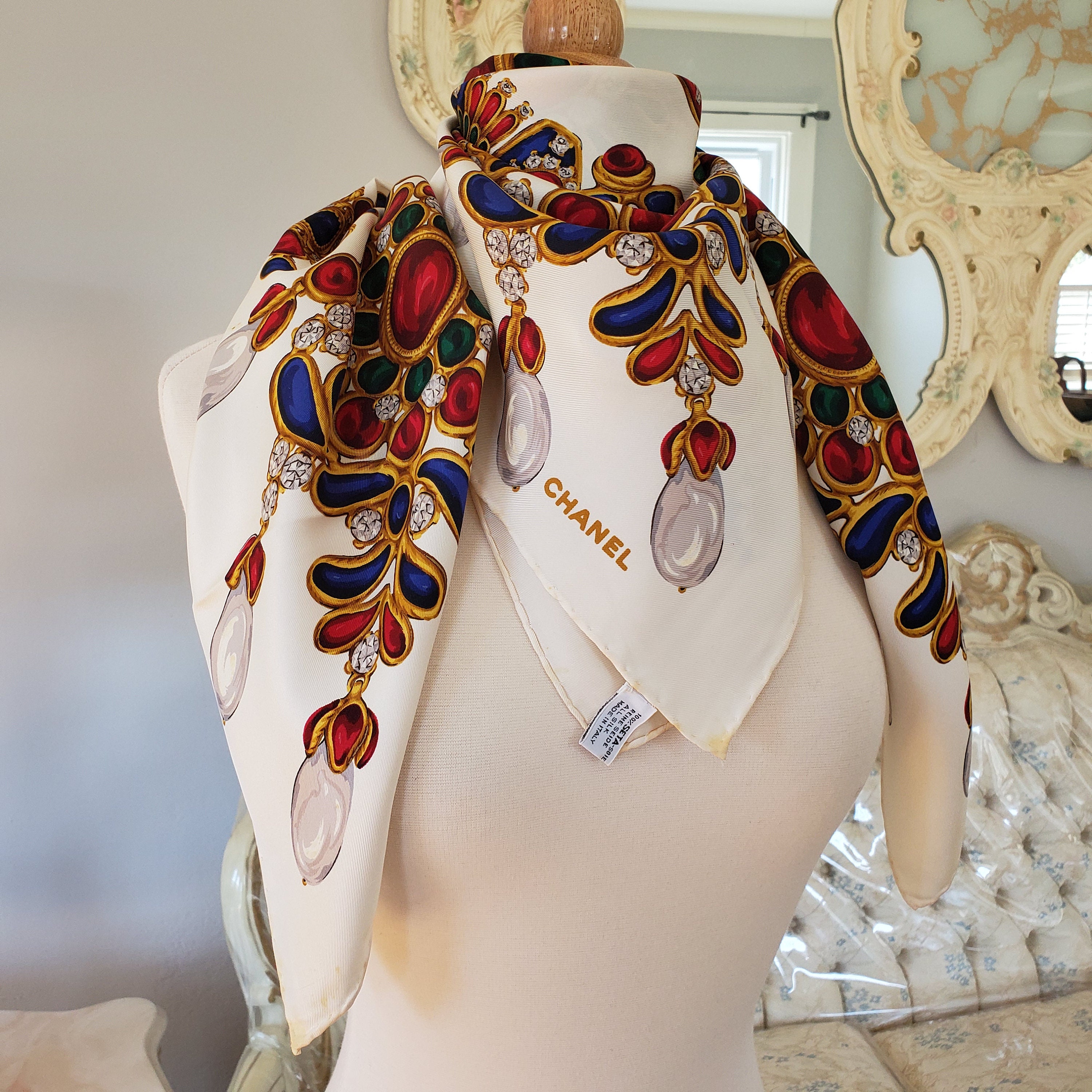 Chanel Scarf Authentic Chanel Vintage Chanel Scarf Etsy