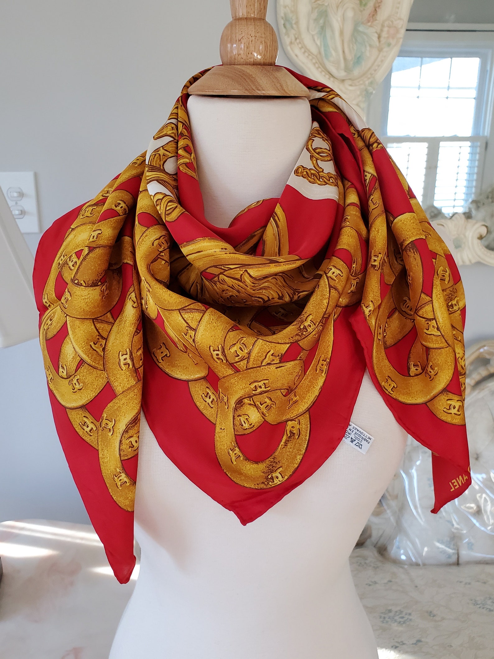 Chanel Scarf Authentic Chanel Vintage Chanel Scarf Etsy