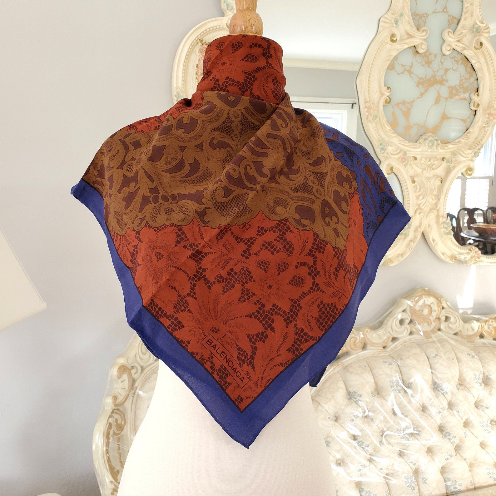 Balenciaga Silk Scarf Vintage Authentic silk scarf | Etsy