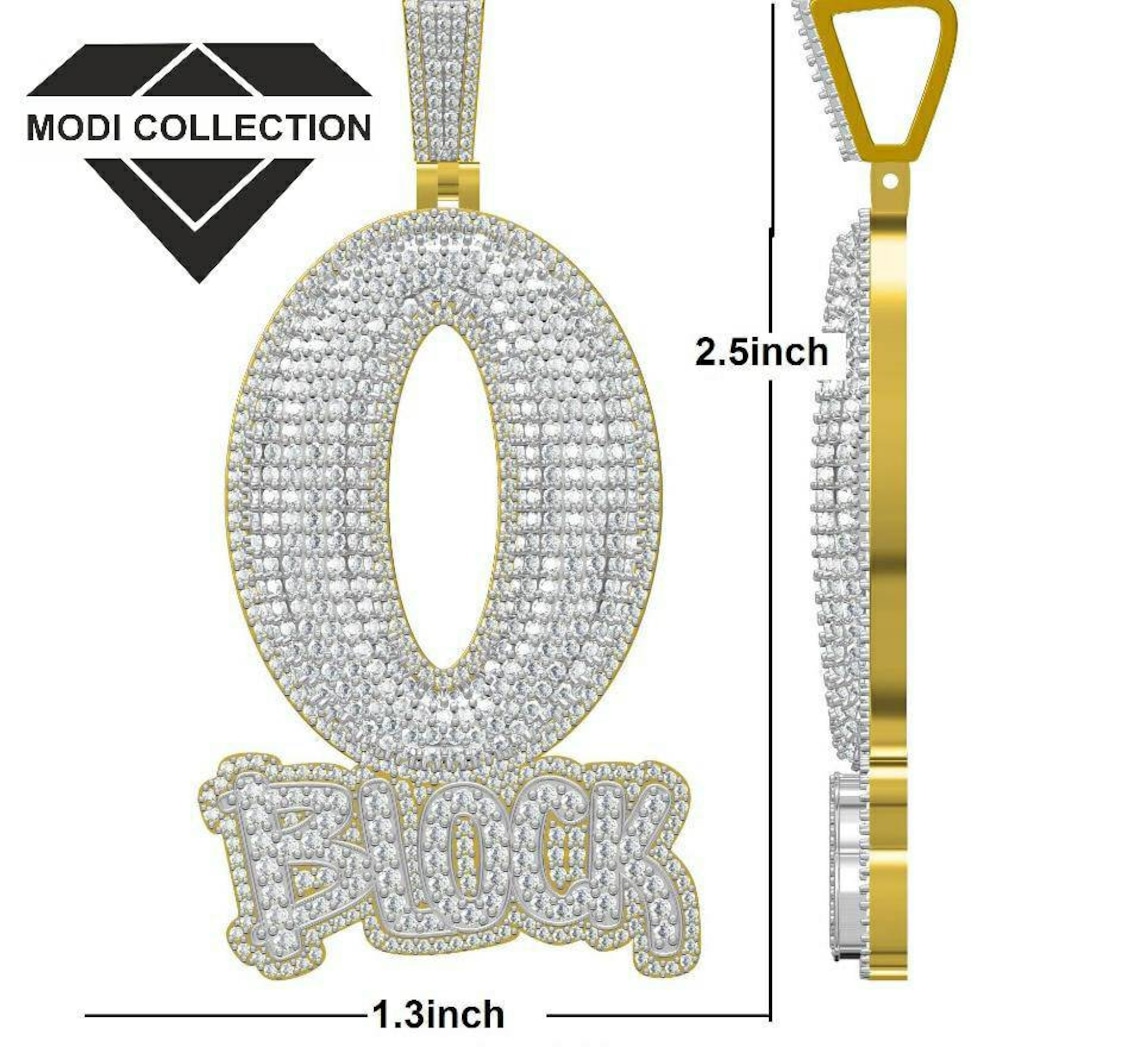 Customize O Block Hip Hop Diamond Pendant Silver Without Chain Etsy