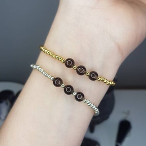 Crystal Healing Bracelet - Round Bead Bracelet - Smoky Quart Crystal Bracelet - Sterling Silver Bracelet - Smoky Quartz Bracelet