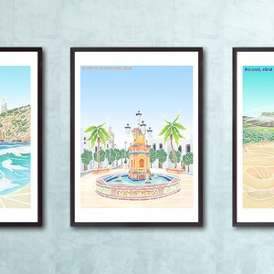 Cádiz illustration prints A4 Bolonia/Vejer de la Frontera/Playa del Cañuelo