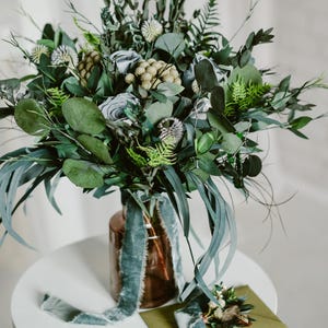 Forest Wedding Bouquet with Eucalyptus – Boho Greenery Bridal Bouquet with Roses for wedding