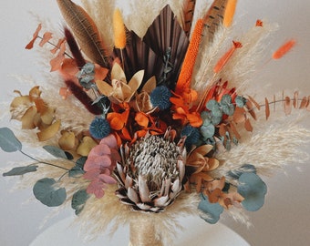 Terracotta and navy bouquet Fall wedding bouquet Boho wedding bouquet Burnt orange bouquet Terracotta wedding flowers Dried flower bouquet