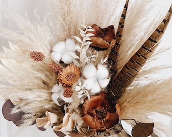 Cotton bouquet with dried flowers for  2nd wedding anniversary