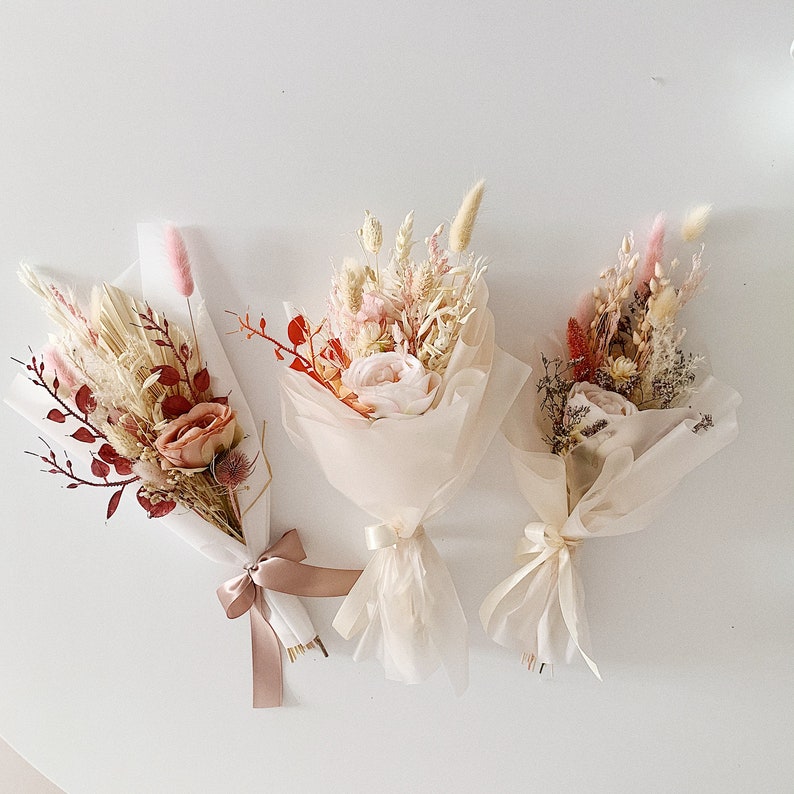 Mini Dried Flower Bouquet Blush Flower Small Dried Flower Etsy