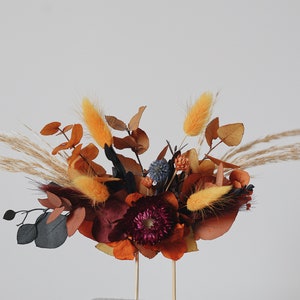 Terracotta and Dusty Blue Boho Wedding Bouquets - Boho Bridal bouquet for your special day