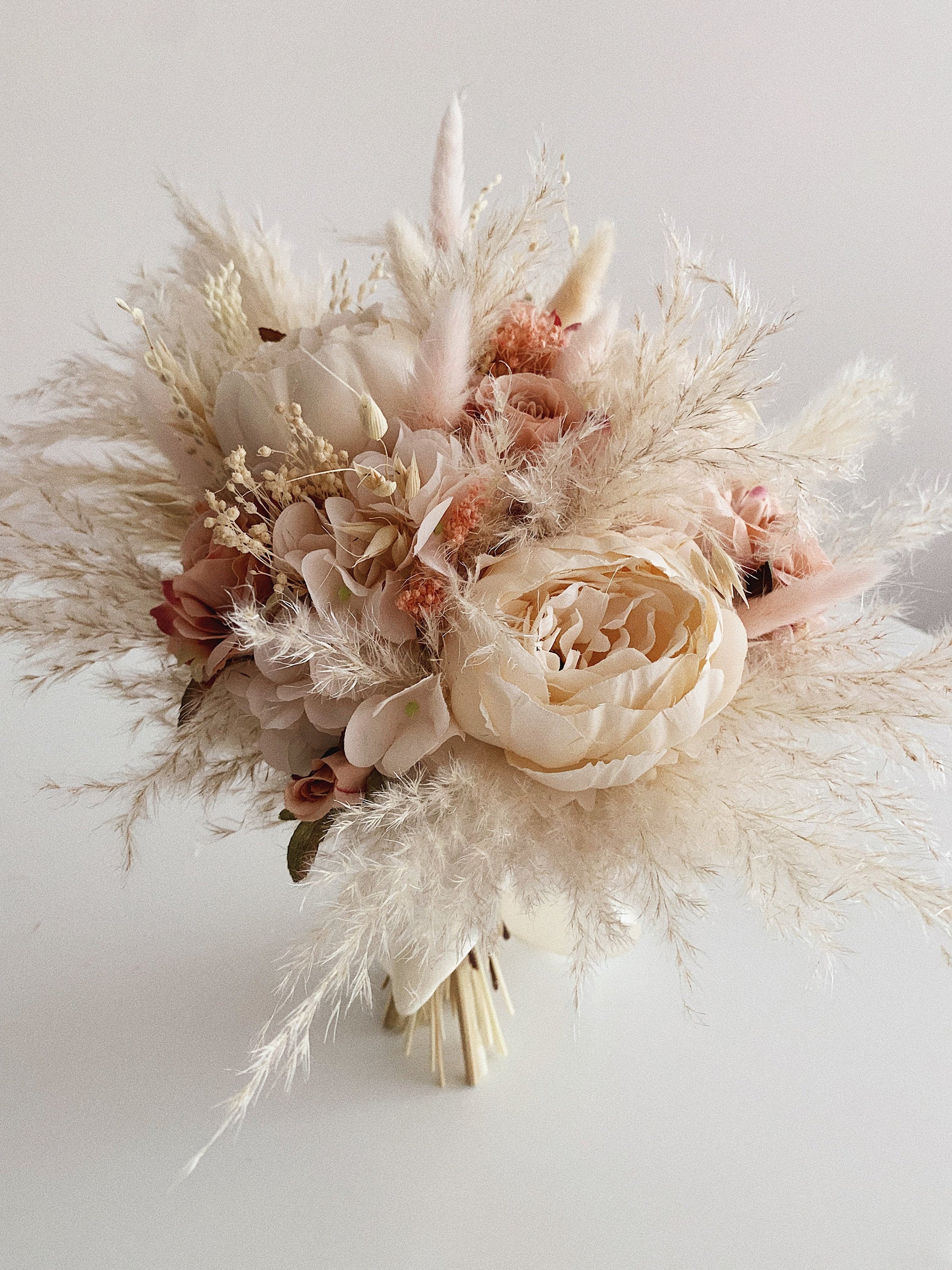 Bridal bouquet Blush dried flower Peony Roses bouquet Etsy