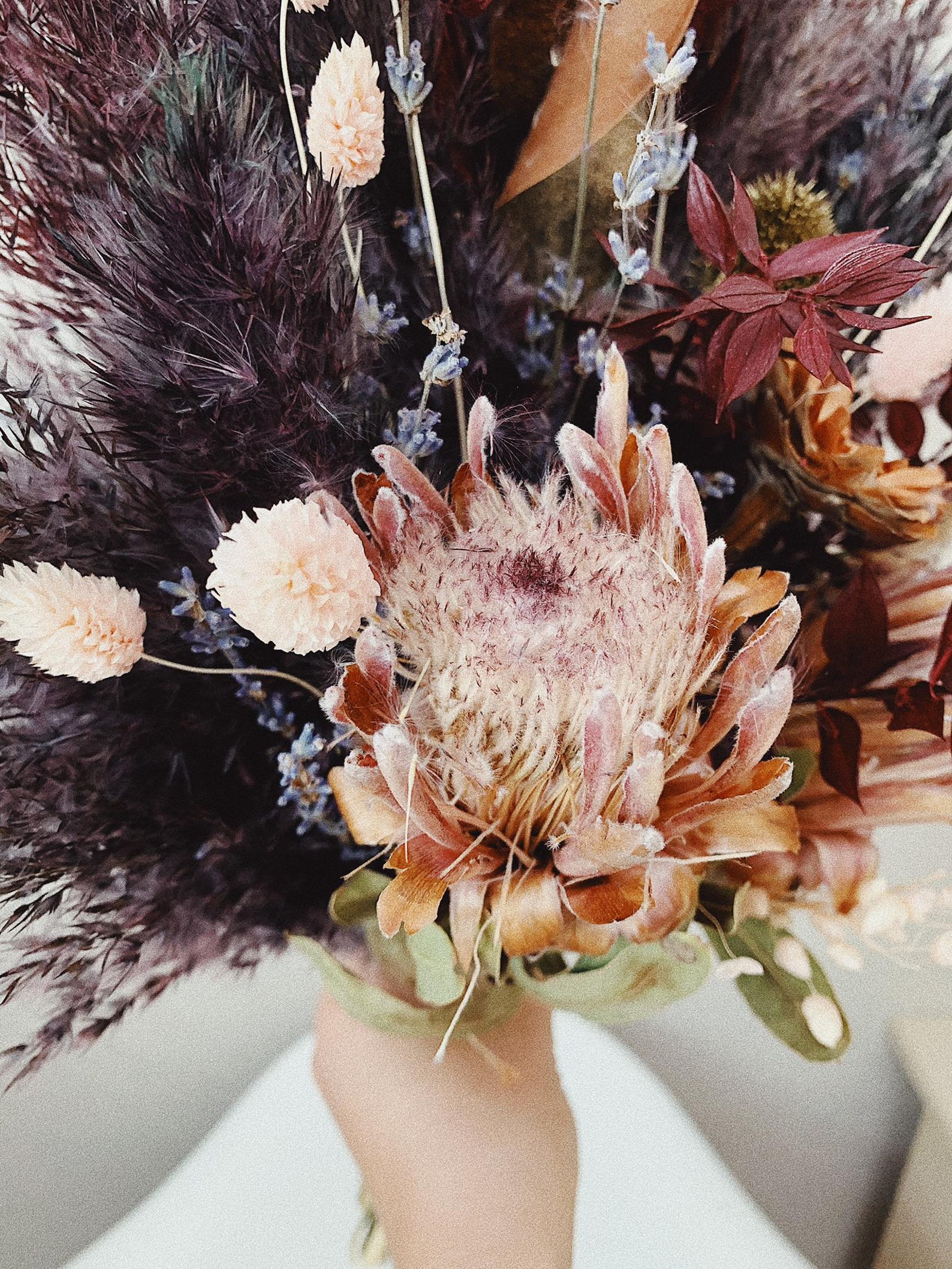 Burgundy dried flowers bouquet Fall wedding bouquet Dark wine Etsy