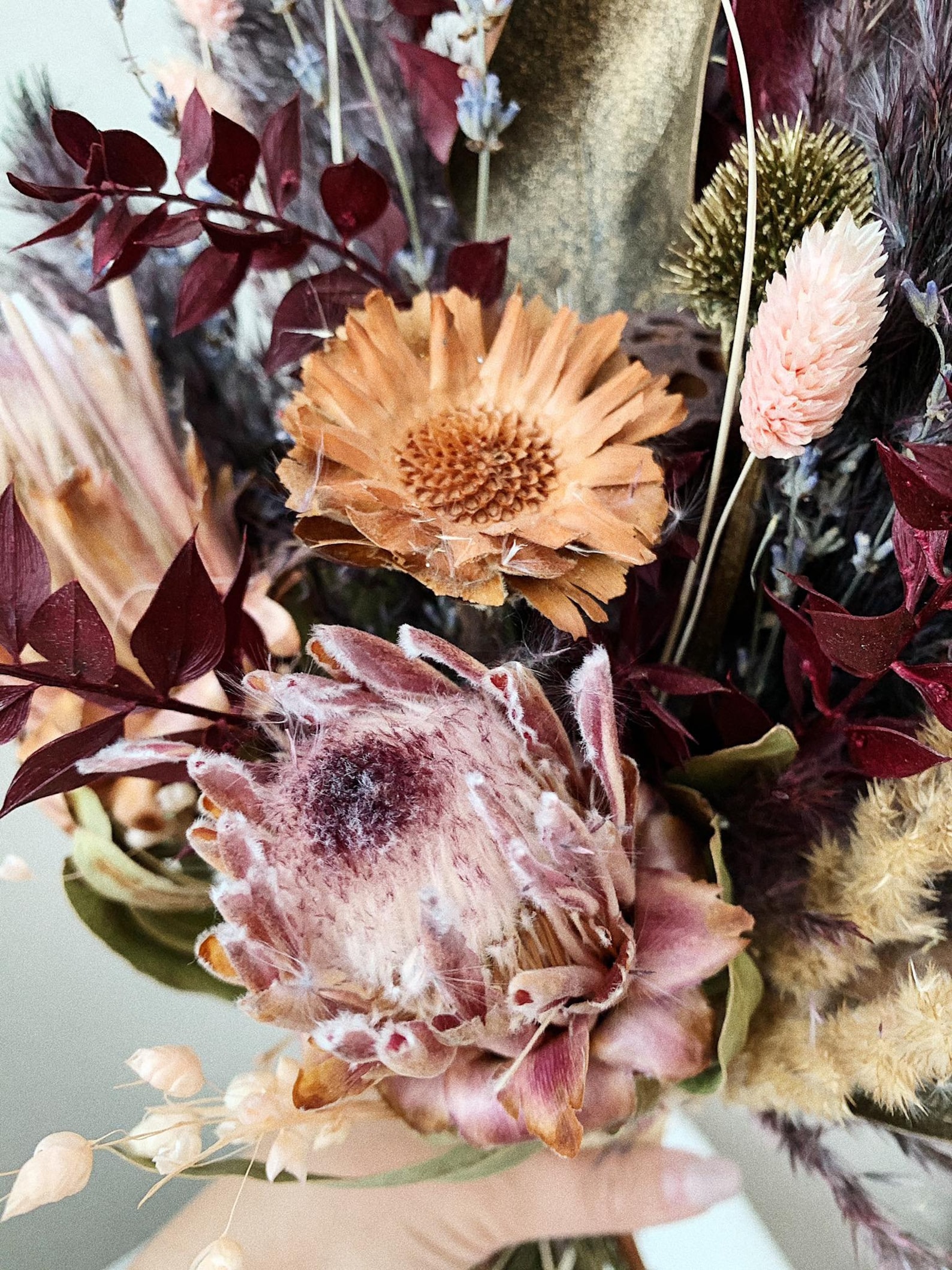 Burgundy dried flowers bouquet Fall wedding bouquet Dark wine Etsy