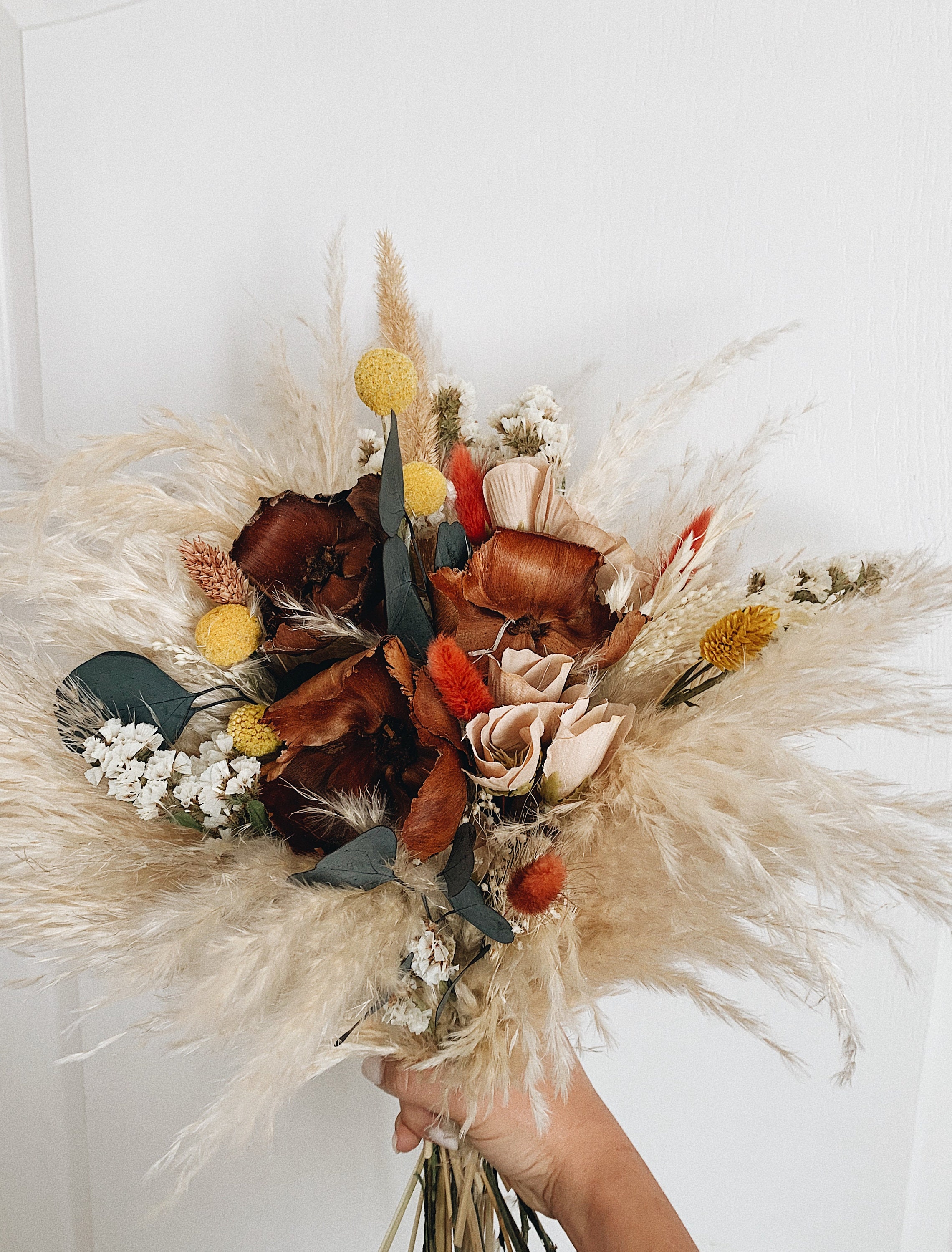 Rustic bridal bouquet Dried flower bouquet Bridesmaid bouquet Etsy
