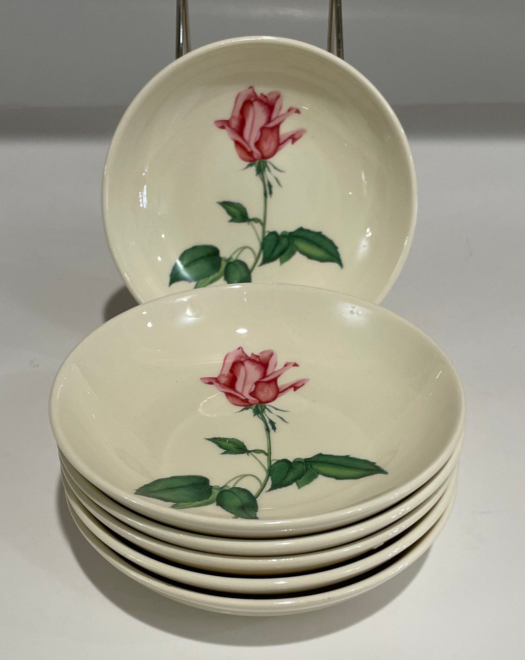 MCM Rare Harmony House China Betsy Rose Fruit/dessert sauce Bowls set