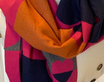 Elegante Schals,Viskose Schal,Tuch,Geschenk Idee,Winter Schal, Orange Pink Schal, Schal Bunt