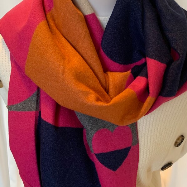 Elegante Schals,Viskose Schal,Tuch,Geschenk Idee,Winter Schal, Orange Pink Schal, Schal Bunt