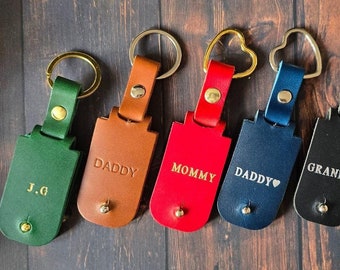 Personalized Photo Leather Keyring: Initials, Mother&#39;s Day Keepsake, Made in UK