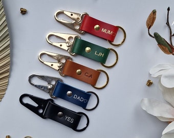 Personalized Leather Keyring, Custom Embossed Keychain, Christmas, Birthday, Wedding, Anniversary Gift, Personalised Keychain