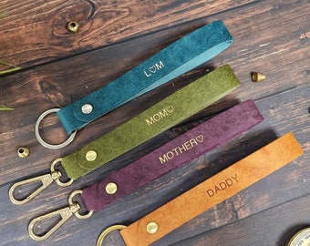 Personalised Leather Wristlet Keyring, Monogrammed Strap Keyring, Initials gift, Personalised gift, Wristley Keychain Gift, 3rd Wedding Gift