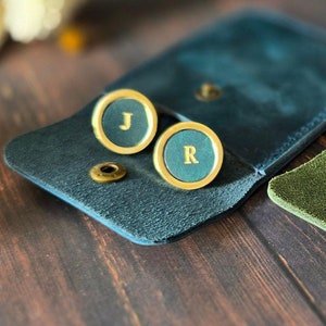 Leather Cufflinks, Father's Day Gift,Personalised Gift for Him, Leather 3rd Anniversary Gift, Personalised Groomsmen Gift, Groomsmen Gift UK