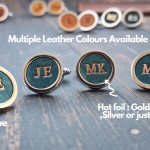 Leather Cufflinks, Personalised Gift for Him, Leather 3rd Anniversary Gift, Personalised Groomsmen Gift, Christmas Gify, Groomsmen Gifts UK zdjęcie 9