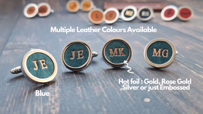 Leather Cufflinks, Personalised Gift for Him, Leather 3rd Anniversary Gift, Personalised Groomsmen Gift, Christmas Gify, Groomsmen Gifts UK zdjęcie 9