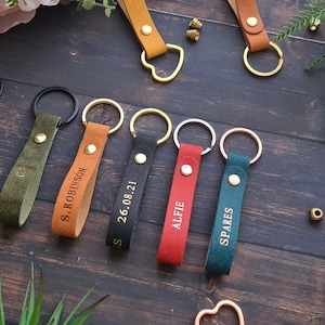Personalized Leather Keyring, Custom Embossed Keychain, Personalised Keyring Birthday, Wedding, Anniversary Gift