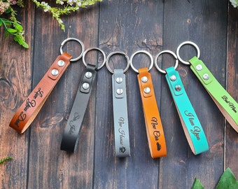 Gepersonaliseerde lederen sleutelhanger, sleutelhanger, sleutelhanger, gepersonaliseerd cadeau