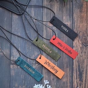 Set of 6 Decanter Labels ,Decanter Tags, Gift for Her, Gift for Him, Bottle Present, Whiskey ,Vodka Tag,Rum Tag Engraved Decanter
