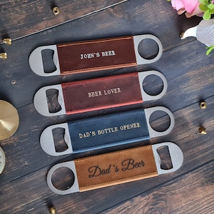 Personalised Bottle Opener, Leather Bottle Opener , Custom Leather Bottle Opener  Daddy Grandad Gift , Father's Gift, Wedding Party Gift