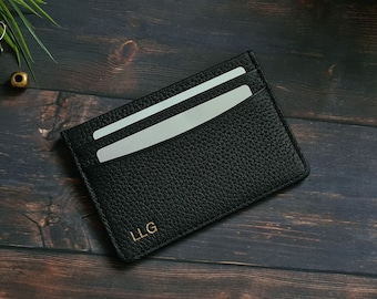 Personalized Leather Card Holder Wallet, Women's Card Holder Wallet, Pebble Wallet, Personalised Gift