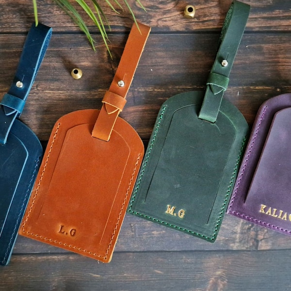Personalized Leather Luggage Tag: Travel Bag Tag, Wedding Favor , Valentine's Gift , Leather Tag, 3rd Anniversary, Personalised Gift