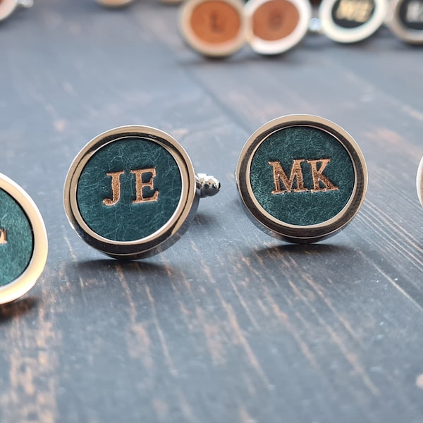 Leather Cufflinks, Personalised Gift for Him, Leather 3rd Anniversary Gift, Personalised Groomsmen Gift, Christmas Gify, Groomsmen Gifts UK