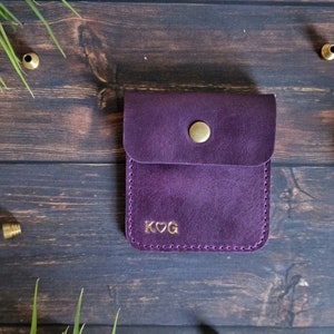 Petit porte-monnaie en cuir, mini pochette pour pièce de monnaie, porte-monnaie en cuir, petite monnaie, cadeau sac pour pièce de monnaie personnalisé, cadeau personnalisé Purple